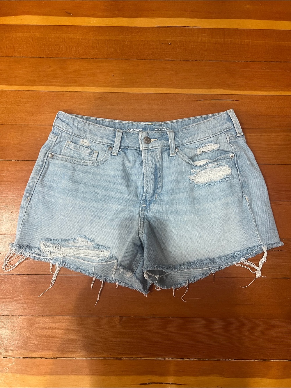 Old Navy Light Blue Distressed Frayed Hem Denim Shorts Size 6